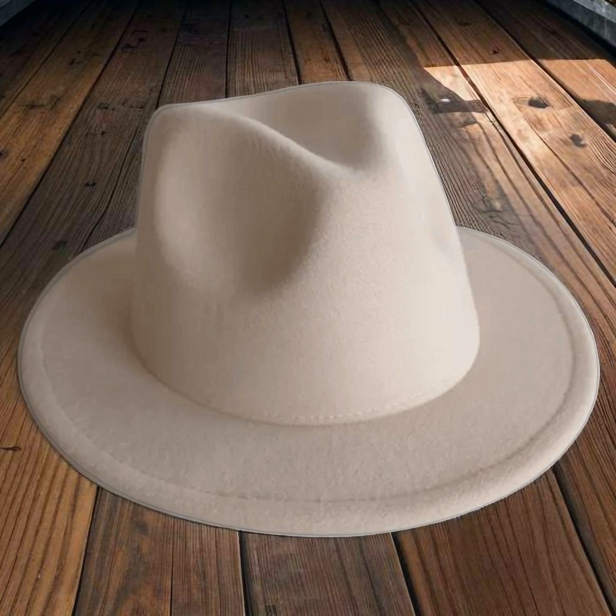 Vanilla color kids adjustable cowboy hat on round table