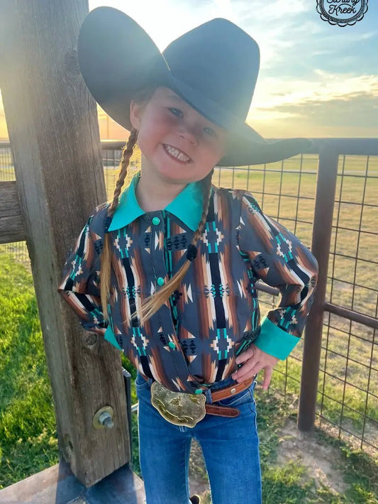 Mommy & Me Collection - Lil' Wrangler Chic: Mini Red Dirt Road Adventure Shirt image