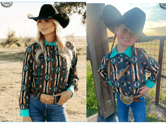 Mommy & Me Collection - Lil' Wrangler Chic: Mini Red Dirt Road Adventure Shirt, mommy and me western shirts