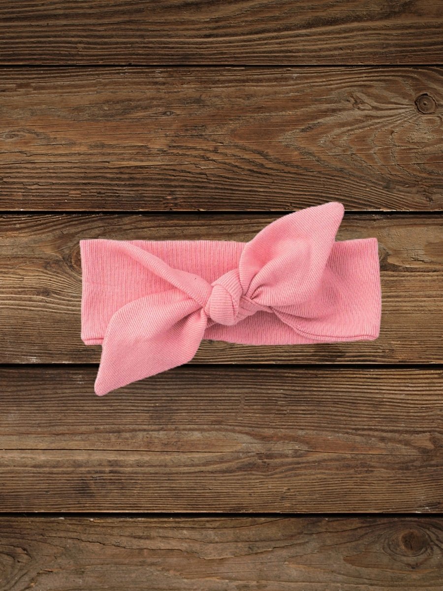 Solid pink cotton headband for western baby outfits