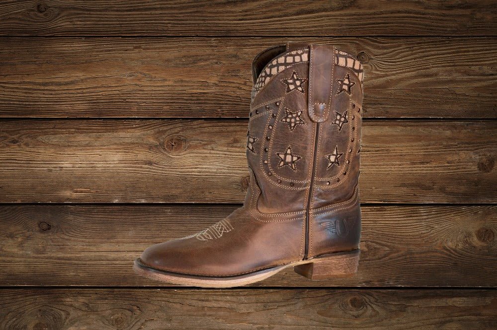 TuffRider children's rodeo boots with Western charm and sturdy side profile
