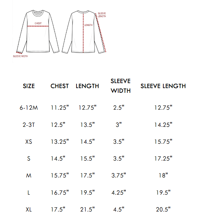 Size chart for kids’ black Aztec button-up shirt