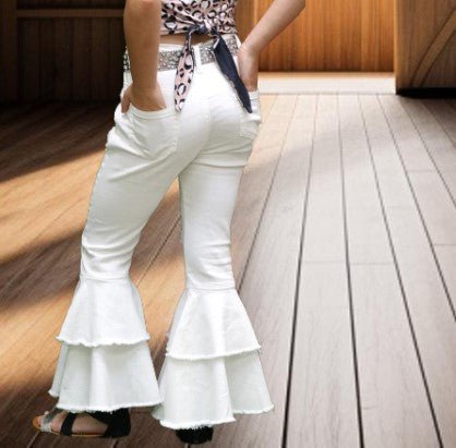Toddler white distressed jeans with back pocket design