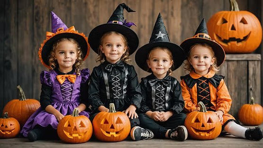 Colorful Halloween costumes ready for trick-or-treating