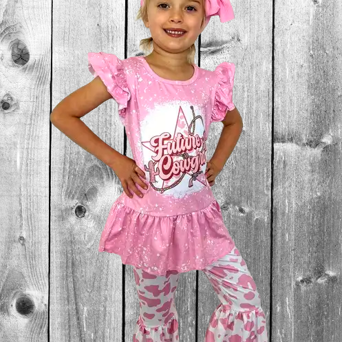 Future Cowgirl Pink Ruffle Outfit – 2-Piece Set image 0