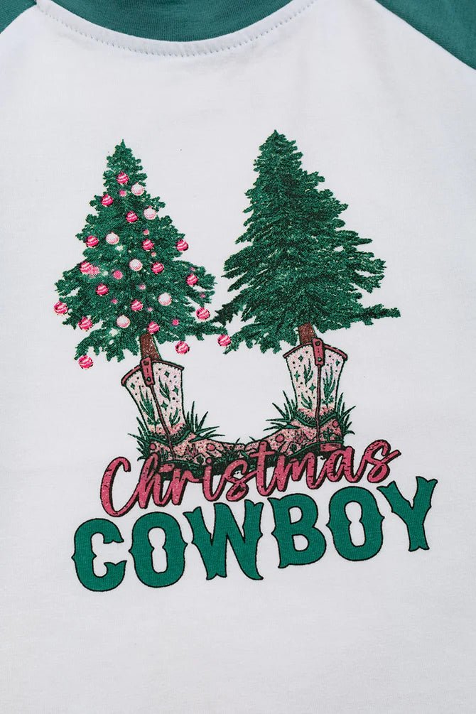 Yuletide Wrangler: 'Christmas Cowboy' Boys Raglan Shirt image 1