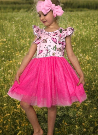Pink Western Tutu Dress for Girls