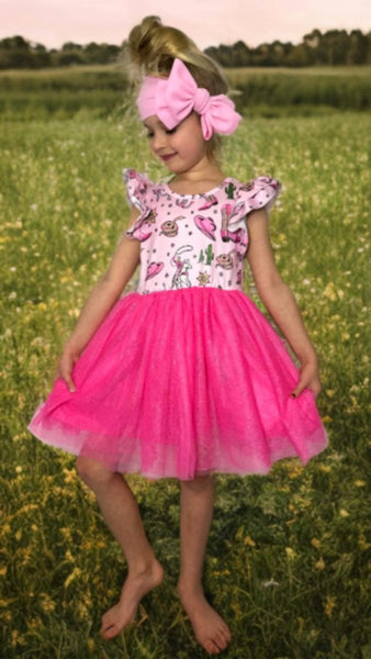 Pink Western Tutu Dress for Girls