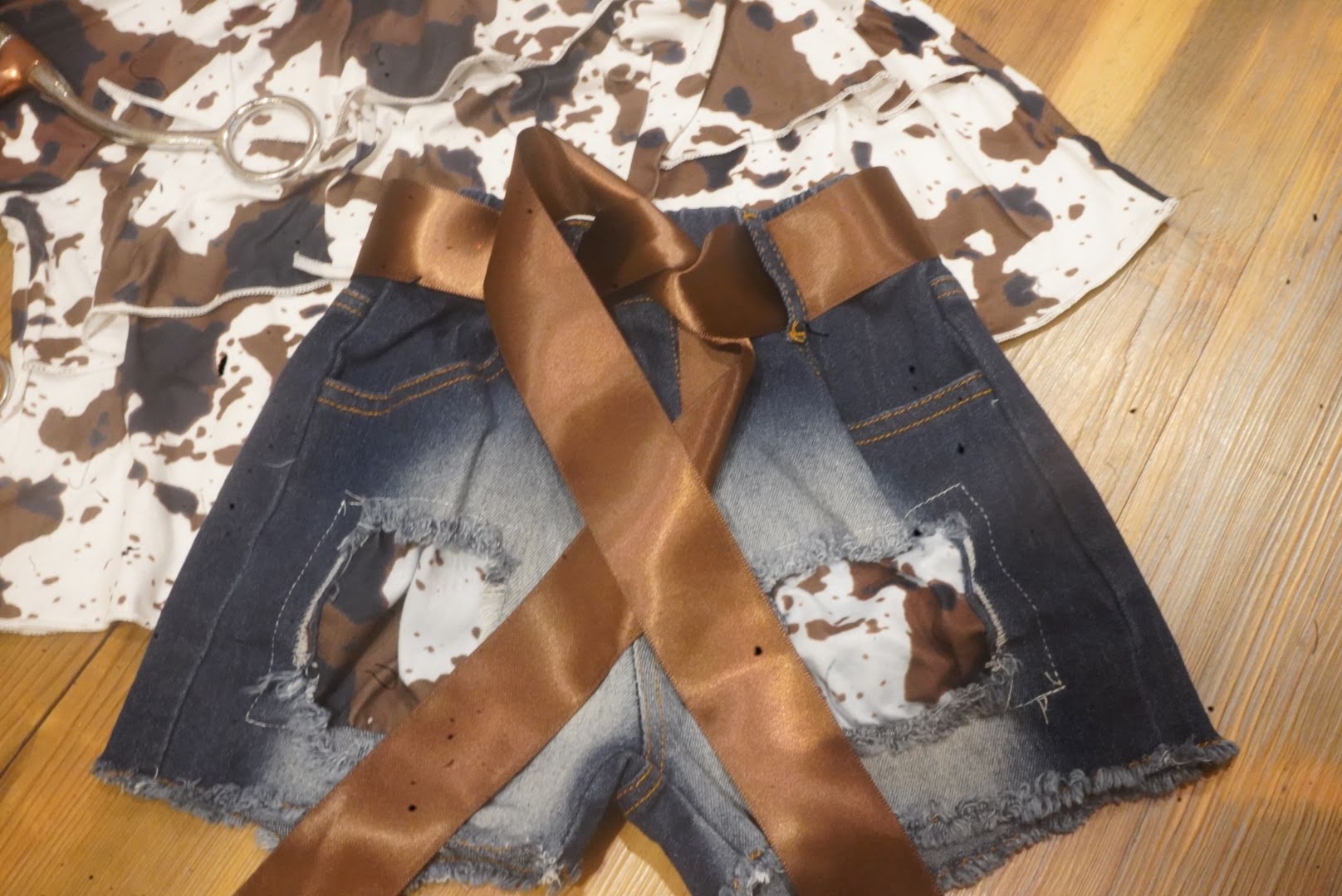 Cowgirl Chic Ruffle & Denim Delight Short Set image 3