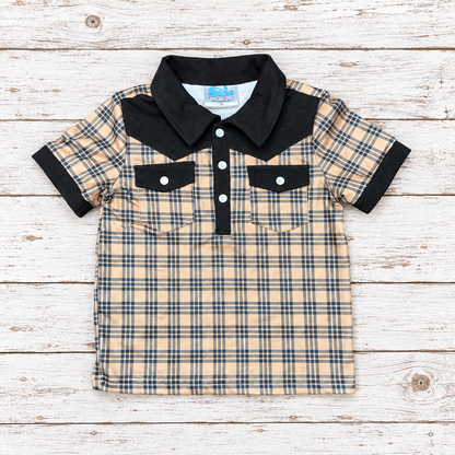 Little Rancher Brown Plaid Pearl Snap Shirt