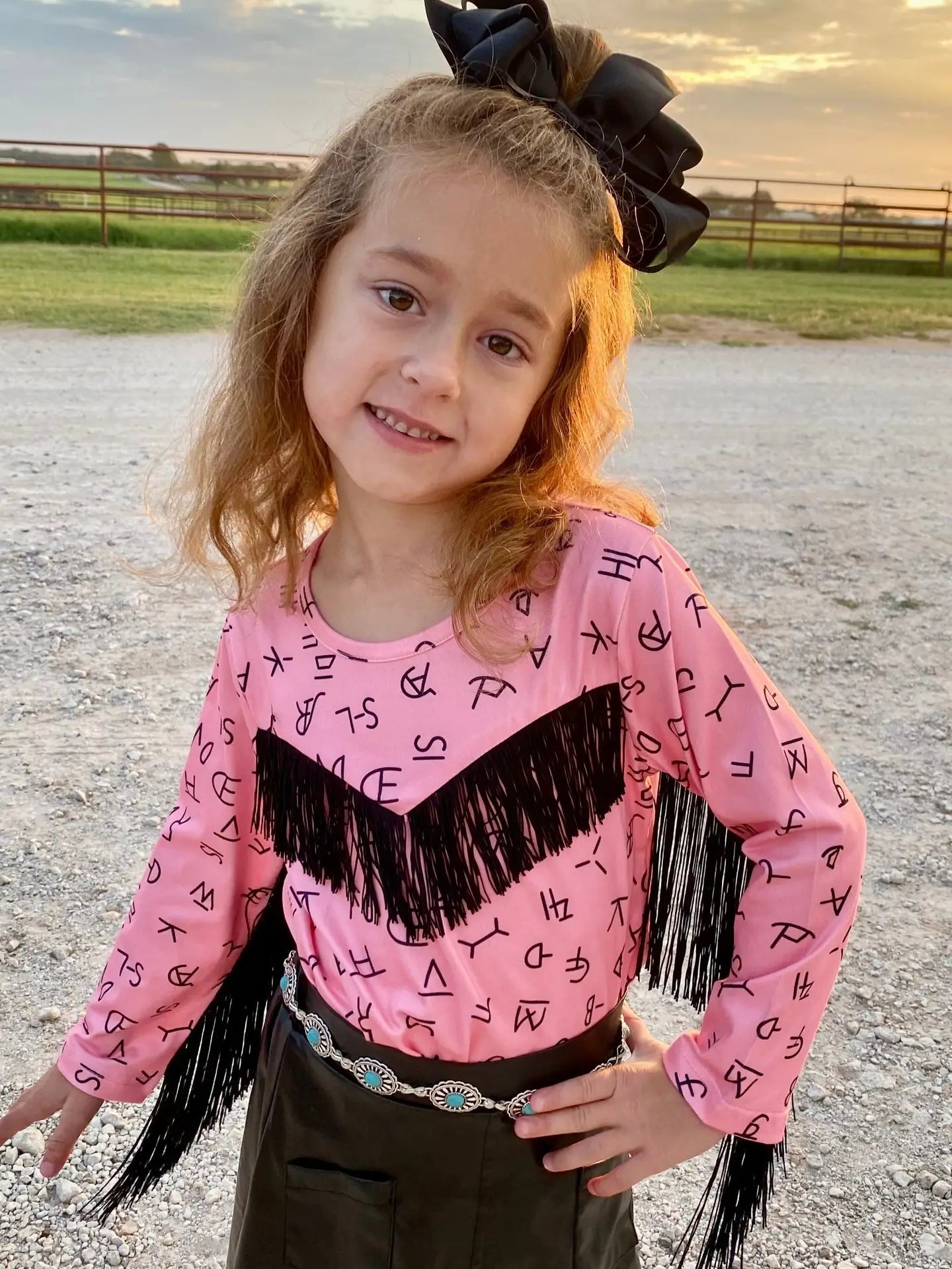 Pink Brand Long Sleeve Fringe Onesie - "Wild West Whimsy" image 0
