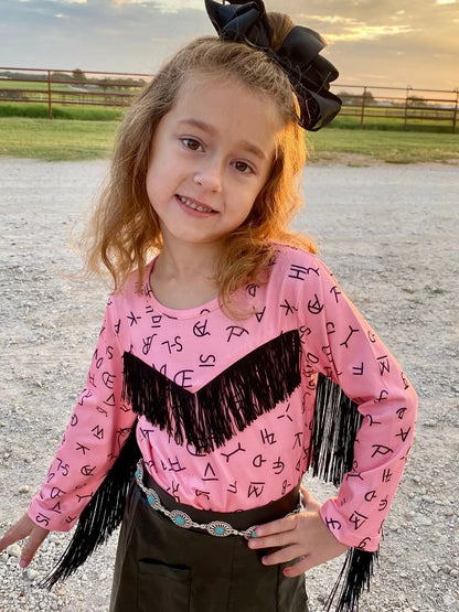 Pink Brand Long Sleeve Fringe Onesie - "Wild West Whimsy" image 0