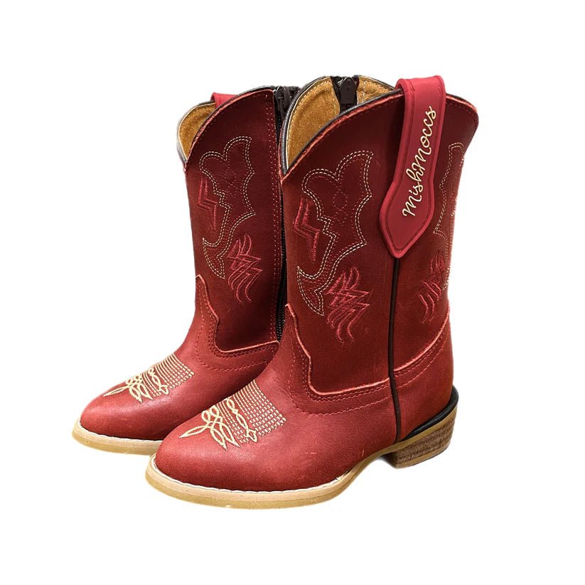 Red Rodeo Cowgirl/Cowboy Boots for Kids & Toddlers | Genuine Leather Western Boots with Embroidery