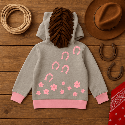 Pink Horse 3D Hoodie Toddler and Kids Western