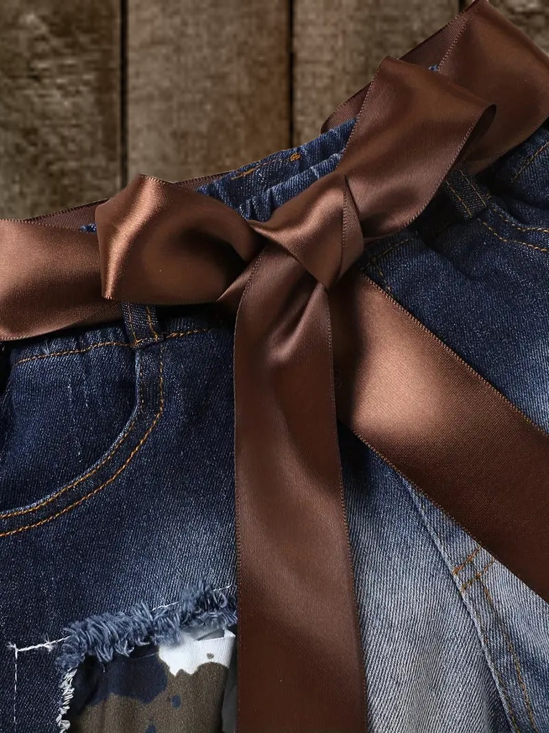 Cowgirl Chic Ruffle & Denim Delight Short Set image 1