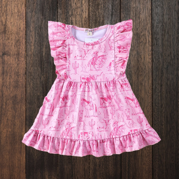 Pink Western Dress for Girls
