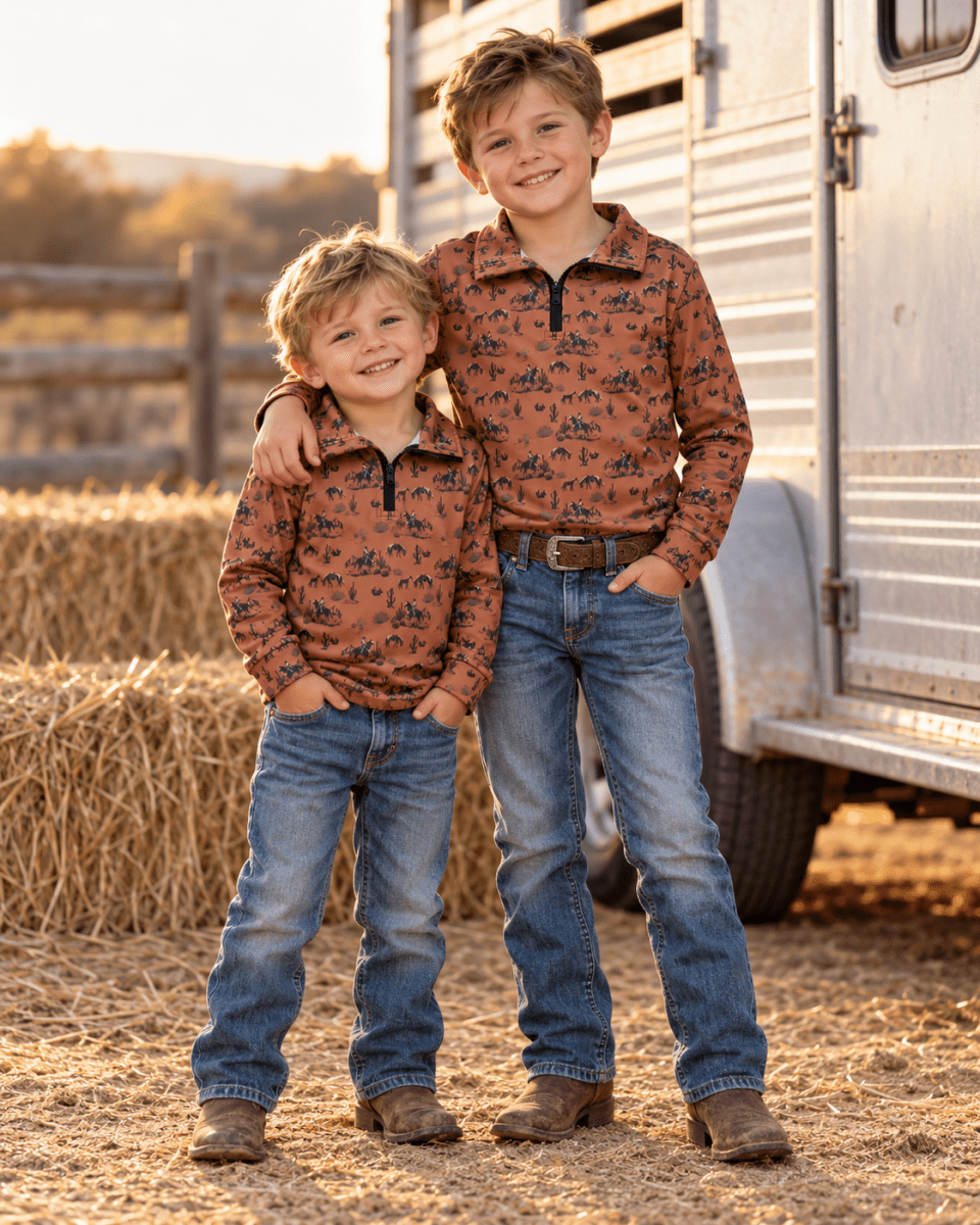 High Desert Cowboy Boys’ Western Quarter-Zip Pullover