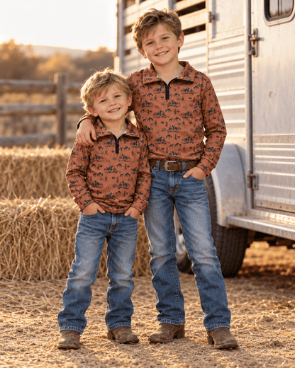 High Desert Cowboy Boys’ Western Quarter-Zip Pullover