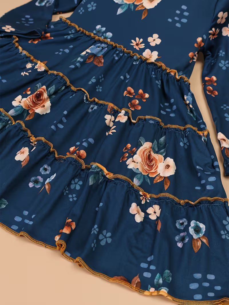 Girls Western Floral Cowgirl Dress