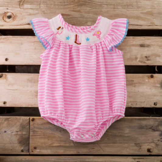 Adorable Gingham Smocked Romper with Snap Bottom image 0