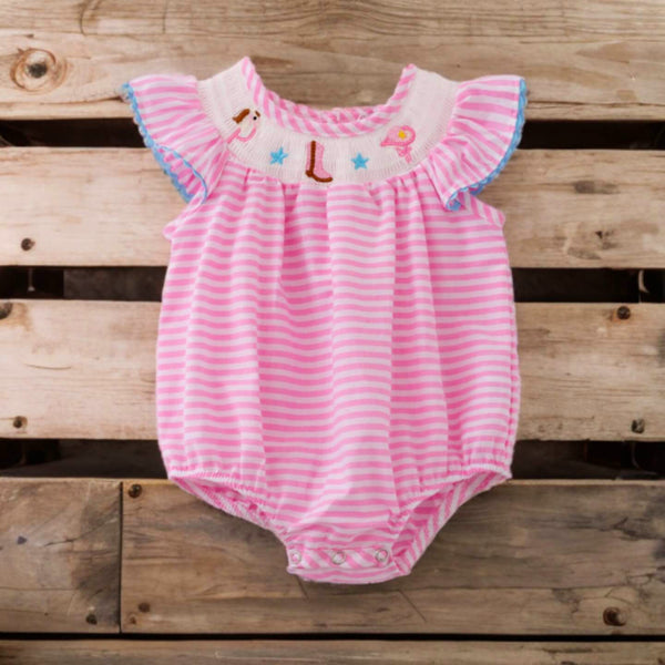 Adorable Gingham Smocked Romper with Snap Bottom
