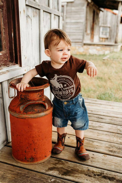 Cowboys Get Tougher Baby Bodysuit | Western Baby Boy Graphic One-Piece