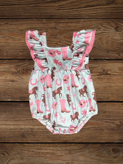 Pony Playtime" Teal Cowgirl Romper image 2