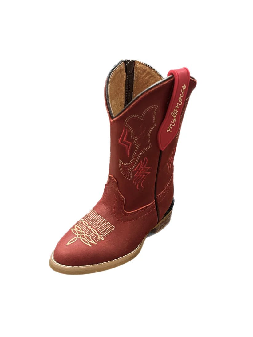 Red Rodeo Cowgirl/Cowboy Boots for Kids & Toddlers | Genuine Leather Western Boots with Embroidery