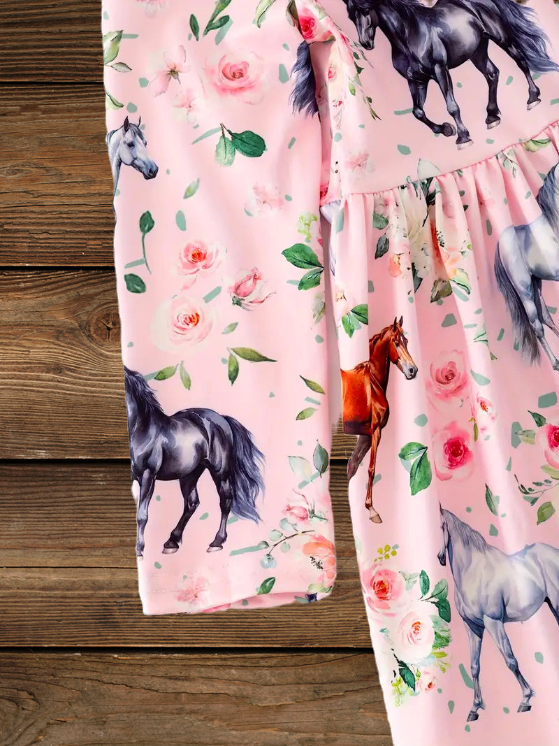 Wild Horses & Blossoms Long-Sleeve Dress image 1