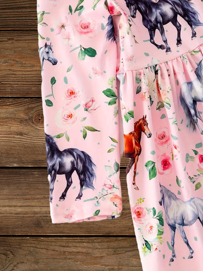 Wild Horses & Blossoms Long-Sleeve Dress image 1