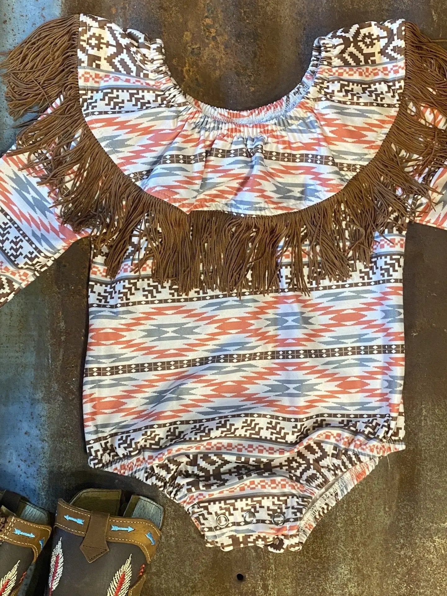 Saddle Sweetheart Off-Shoulder Aztec Onesie image 1