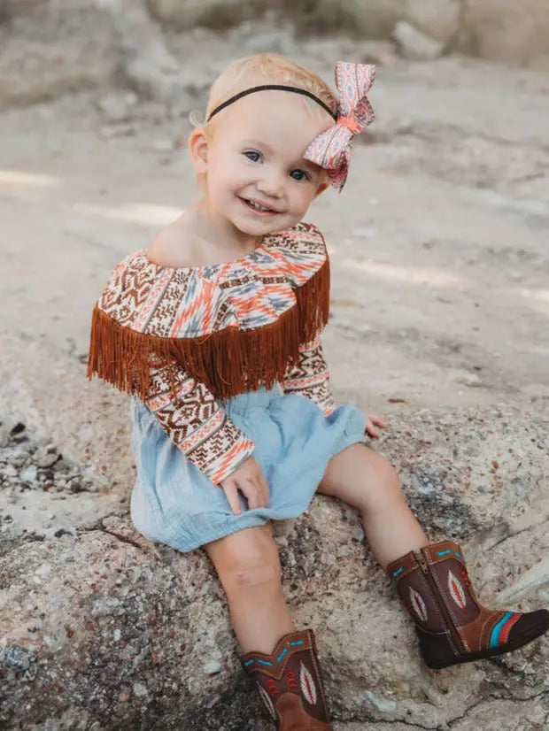 Saddle Sweetheart Off-Shoulder Aztec Onesie image 0