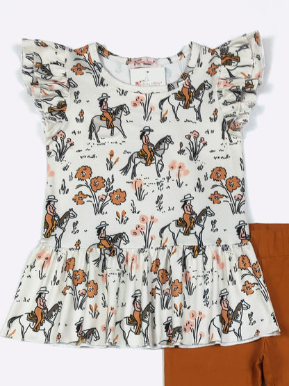 Tawny Cowgirl Girls Boutique Set