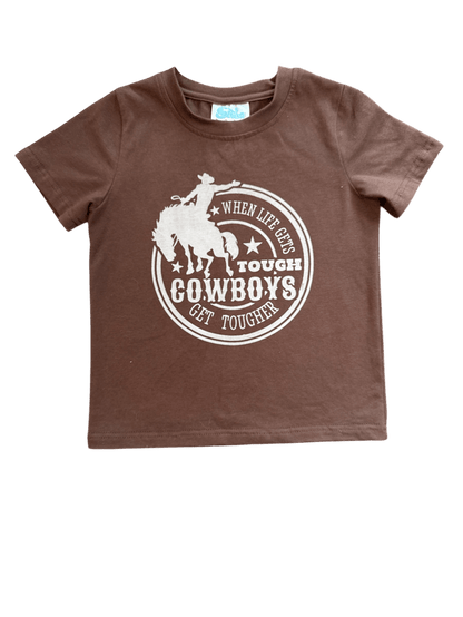 When Life Gets Tough Cowboys Get Tougher Boys Graphic Tee | Western Cowboy Shirt