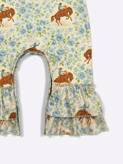 Blue Rose Buckin’ Baby Girl Western Romper