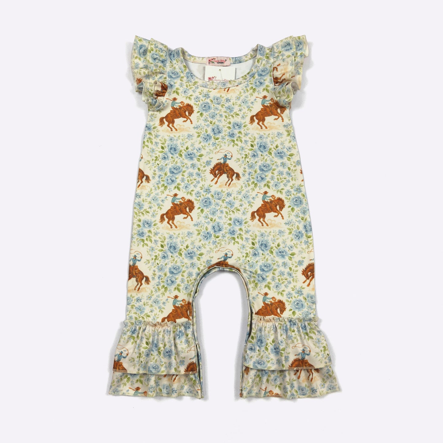 Blue Rose Buckin’ Baby Girl Western Romper