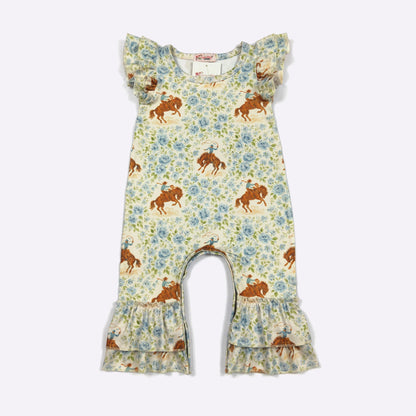 Blue Rose Buckin’ Baby Girl Western Romper