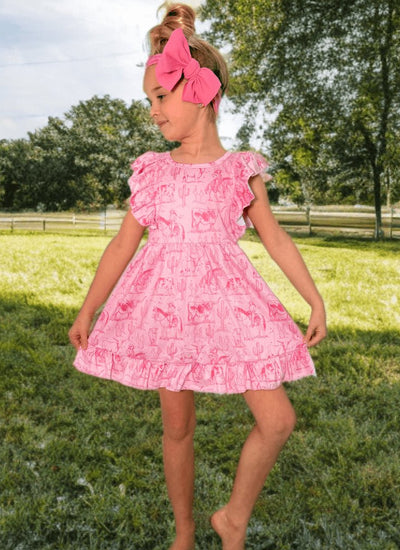 Pink Western Dress for Girls