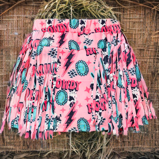 Howdy Pink Fringe Party Skirt image 0