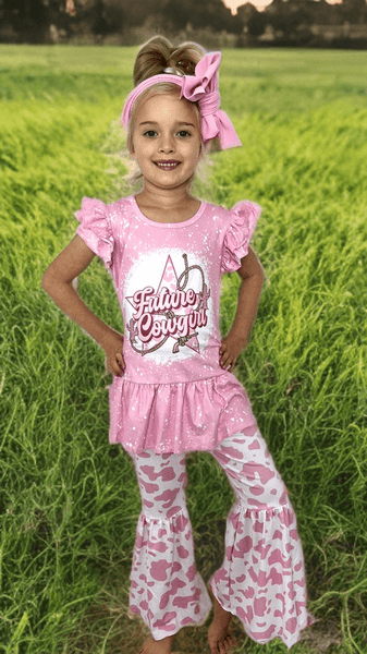 Future Cowgirl Pink Ruffle Pant Set – 2-Piece Set
