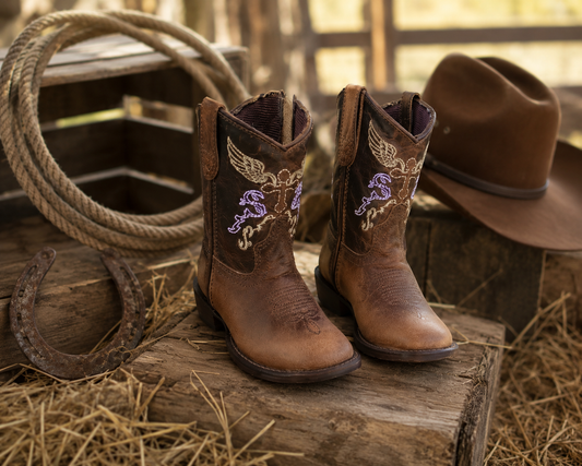 Tuffrider Sequoia Cross & Wing Kids' Square Toe Western Boots