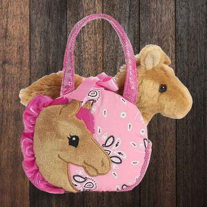 Pink Prairie Dreams: Plush Horse with Paisley Purse image 0