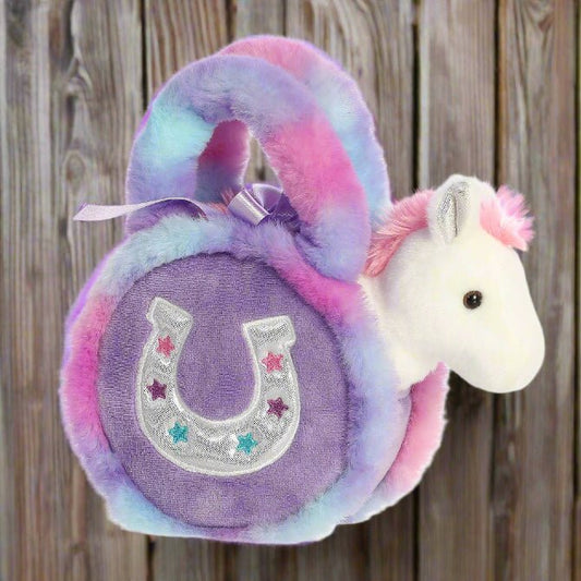7" Horse in Purple Horseshoe Purse
