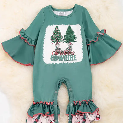 Western Wonderland Baby Romper - Two-Steppin' Christmas Trees in Every Boot! image 1