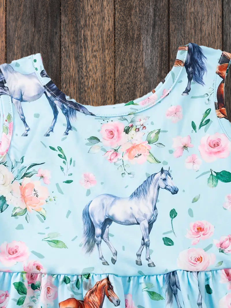 "Charming Pony" Sleeveless Summer Dress for Little Cowgirls image 6