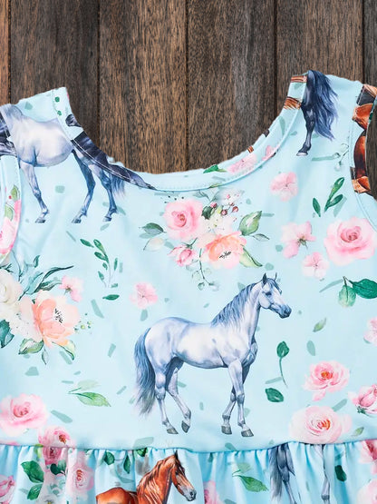 "Charming Pony" Sleeveless Summer Dress for Little Cowgirls image 6