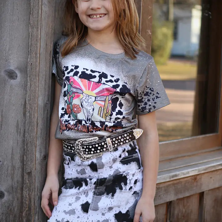 Little Rancher Cowhide Denim Skirt image 1