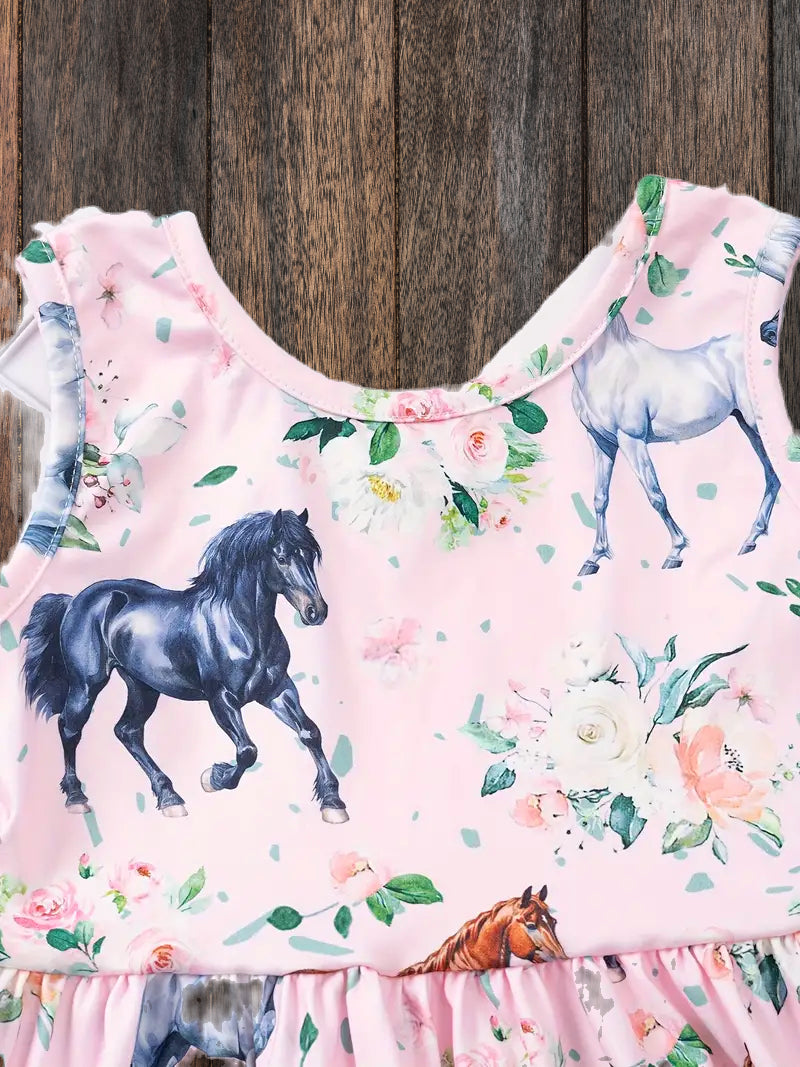 "Charming Pony" Sleeveless Summer Dress for Little Cowgirls image 2