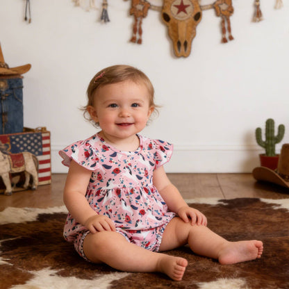 Rosy Rider & Pony Matching Sister Set Romper