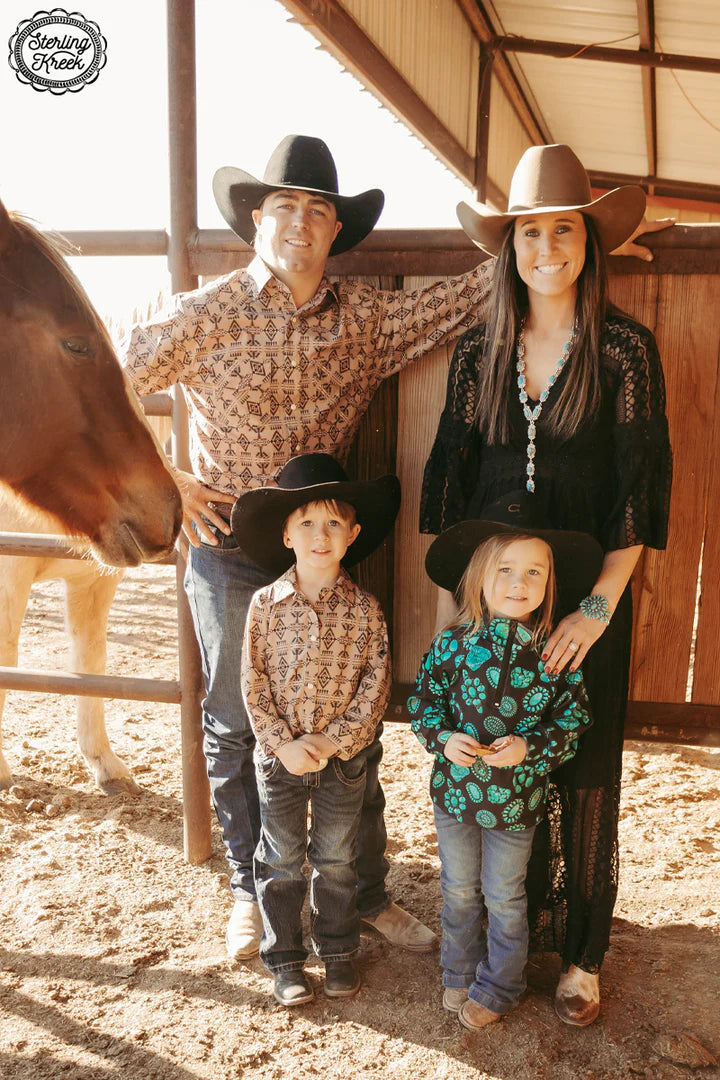 Turquoise Trails Mini Navajo Blossom Pullover for Little Wranglers (Kids) image 2